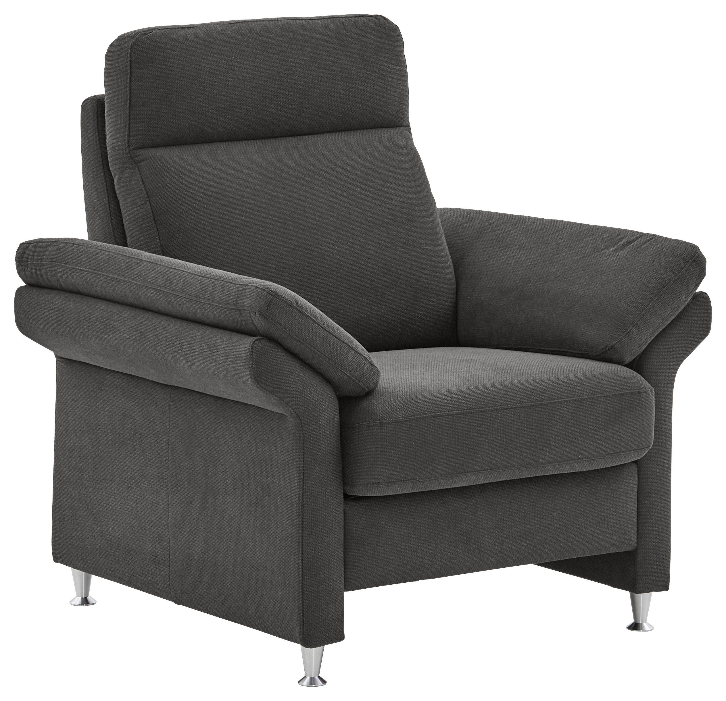 SESSEL in Flachgewebe Anthrazit  - Anthrazit/Alufarben, MODERN, Textil/Metall (96/103/89cm) - Pure Home Comfort
