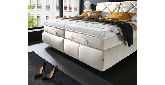 BOXSPRINGBETT 180/200 cm  in Creme  - Creme/Schwarz, KONVENTIONELL, Textil/Metall (180/200cm) - Dieter Knoll