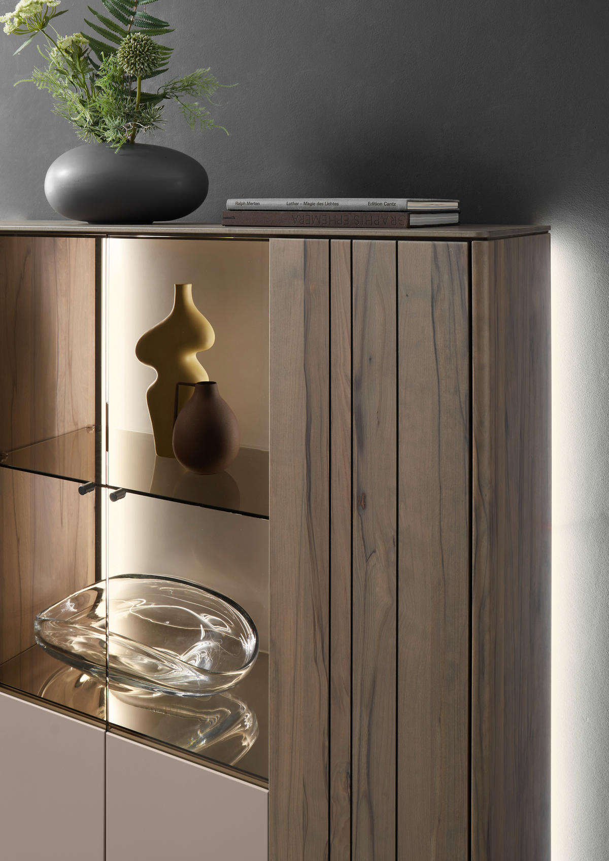 HIGHBOARD Buchefarben, Sandfarben  120/119/41 cm  - Sandfarben/Buchefarben, Design, Glas/Holz (120/119/41cm) - Johann Jakob