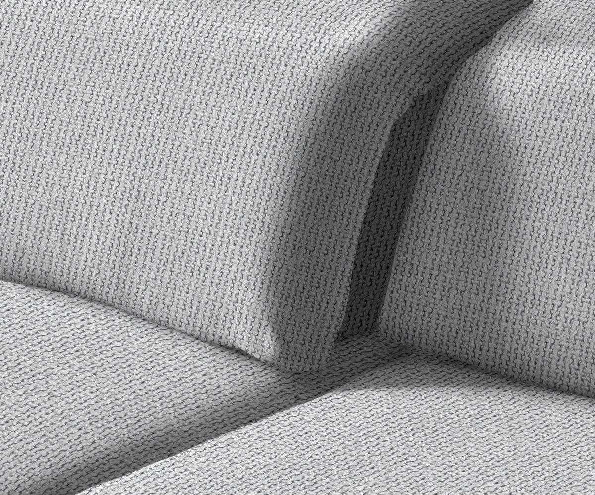 ECKSOFA in Webstoff Hellgrau  - Hellgrau/Schwarz, Design, Textil/Metall (180/289cm) - Stylife