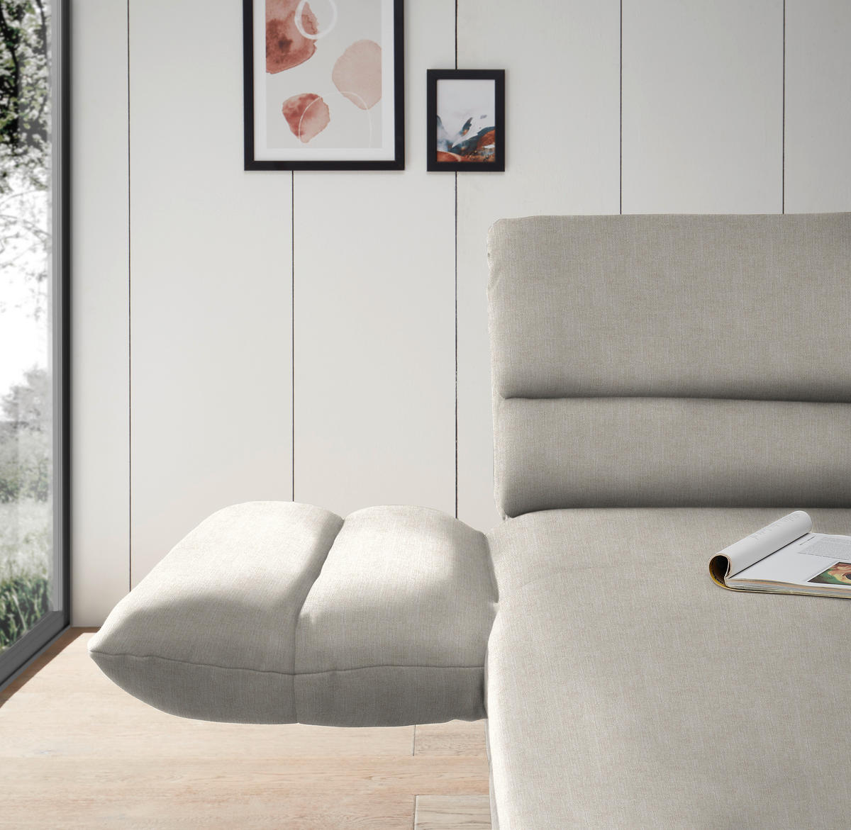 ECKSOFA  in Flachgewebe Naturfarben  176-217/279-327 cm  - Schwarz/Naturfarben, Design, Textil/Metall (176-217/279-327cm) - Dieter Knoll