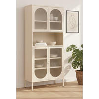 BUFFET 80/180/35 cm  in Creme  - Transparent/Goldfarben, Design, Glas/Metall (80/180/35cm) - MID.YOU