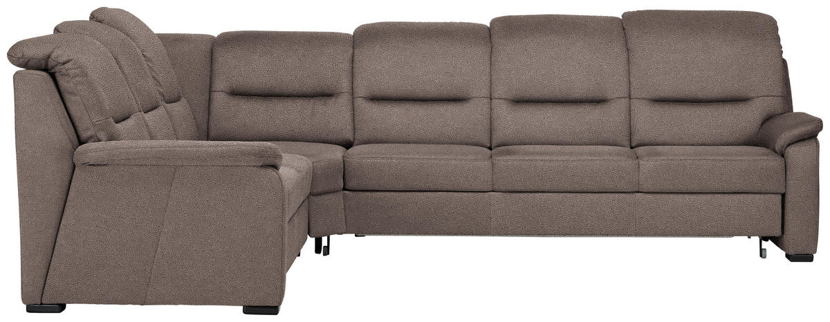 ECKSOFA  in Mikrofaser Graubraun  245/303 cm  - Graubraun/Schwarz, KONVENTIONELL, Holz/Textil (245/303cm) - Beldomo Comfort