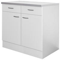 KÜCHENUNTERSCHRANK 80/85/60 cm  in Weiß  - Edelstahlfarben/Hellgrau, Holzwerkstoff/Kunststoff (80/85/60cm) - FlexWell