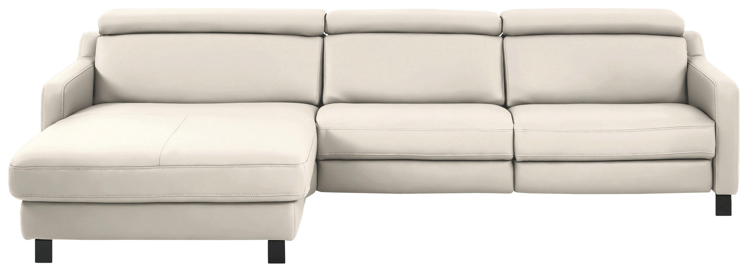 ECKSOFA in Echtleder Beige  - Beige/Schwarz, Design, Leder/Metall (176/291cm) - Valdera