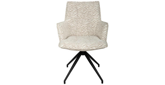 ARMLEHNSTUHL in Eisen Jacquard - Beige/Schwarz, Design, Textil/Metall (59/89,5/63cm) - Novel