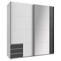 SCHWEBETÜRENSCHRANK 179/198/64 cm 2-türig Graphitfarben, Weiß  - Alufarben/Graphitfarben, Design, Glas/Holzwerkstoff (179/198/64cm) - Boxxx