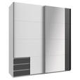 SCHWEBETÜRENSCHRANK  in Graphitfarben, Weiß  - Alufarben/Graphitfarben, Design, Glas/Holzwerkstoff (179/198/64cm) - Carryhome