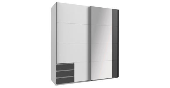 SCHWEBETÜRENSCHRANK  in Graphitfarben, Weiß  - Alufarben/Graphitfarben, Design, Glas/Holzwerkstoff (179/198/64cm) - Carryhome