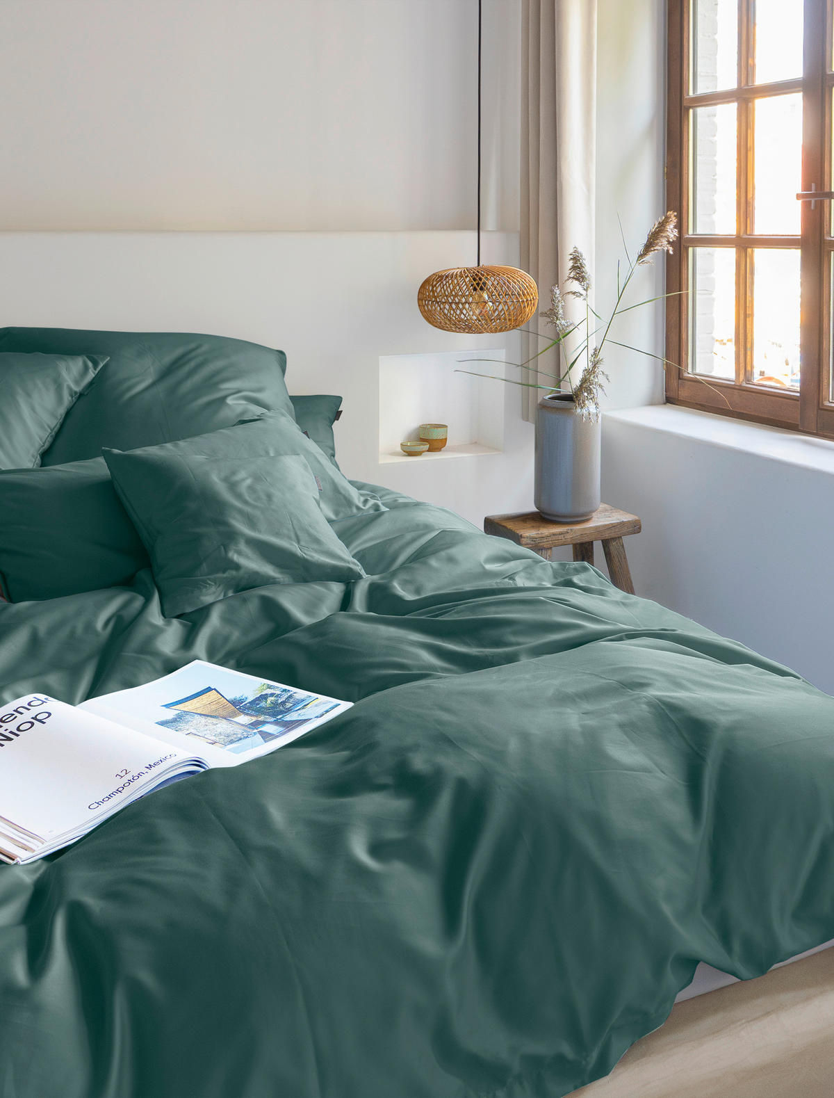 BETTWÄSCHE 3-teilig Makosatin 240/220 cm  - Grün, KONVENTIONELL, Textil (240/220cm) - Irisette
