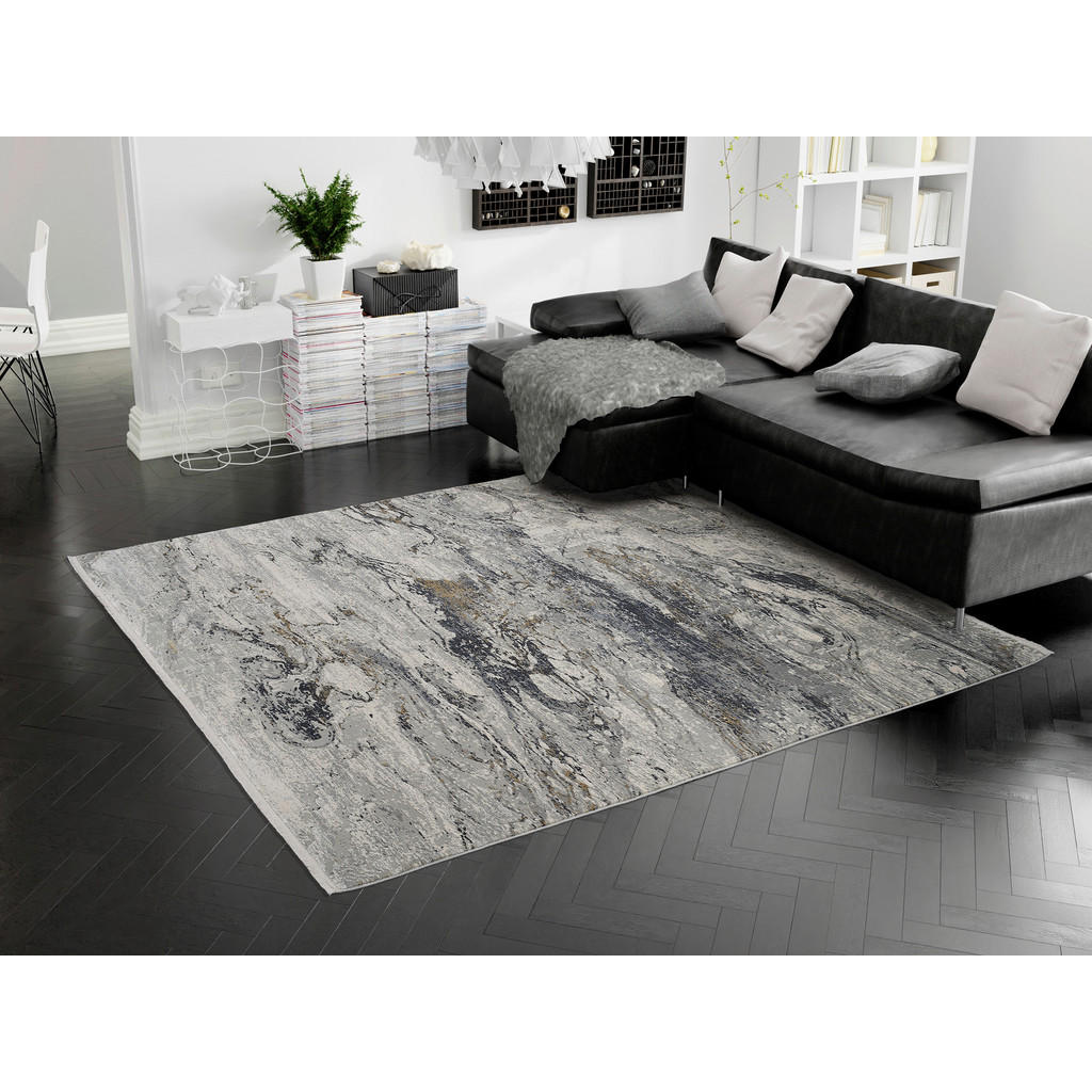 Thumbnail - Dieter Knoll Webteppich Lille, Grau, Gold, Textil, rechteckig, 240x340 cm, Care & Fair, für Fußbodenheizung geeignet, in...