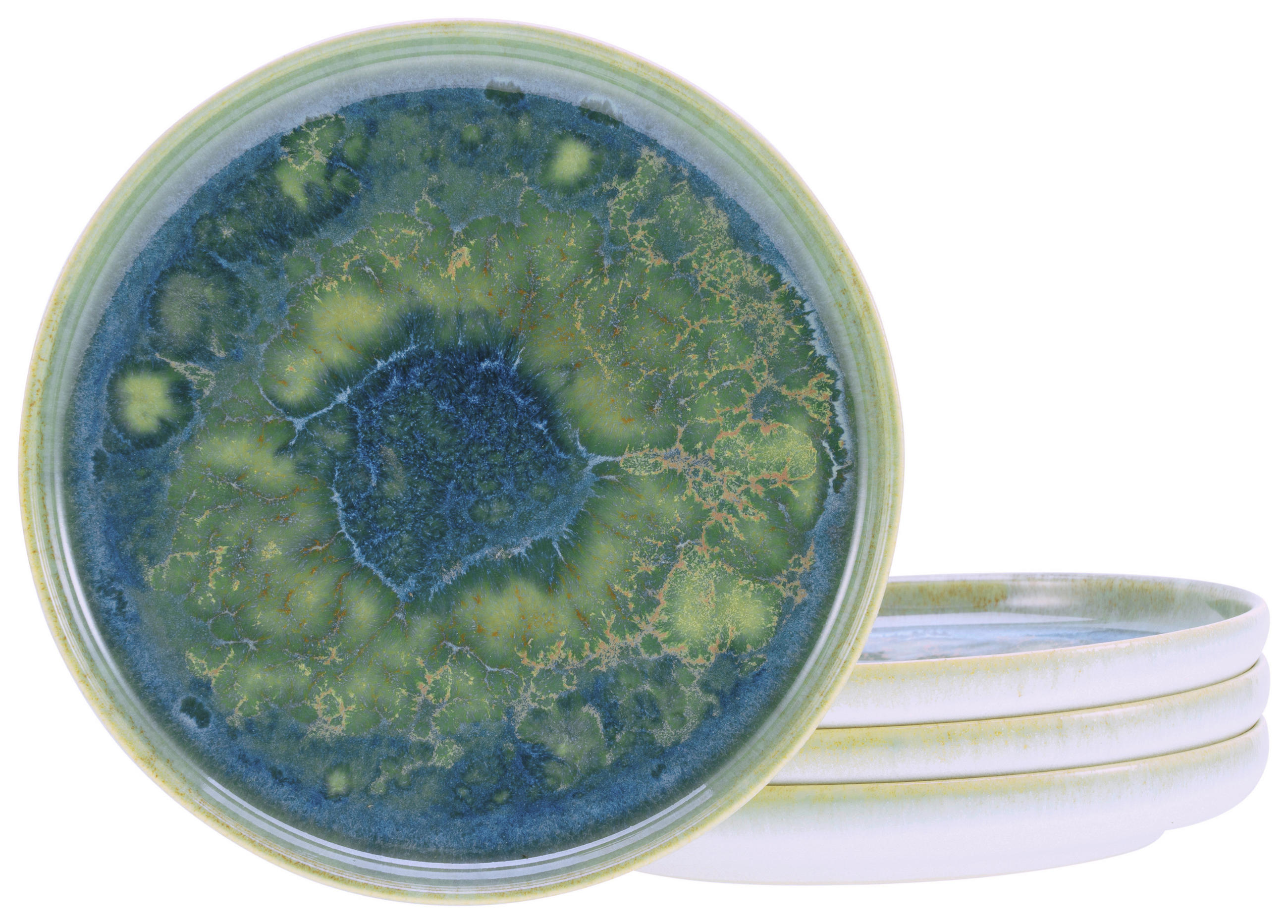 Brotteller Blau, Grün 4-teilig 17,5 cm YUKI  - Blau/Grün, Basics, Keramik (17,5cm) - Creatable