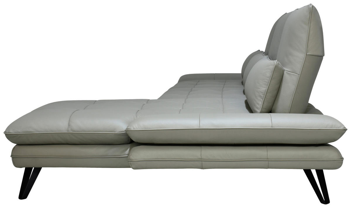 ECKSOFA Grau, Taupe Echtleder  - Taupe/Schwarz, Design, Leder/Kunststoff (312/104-128cm) - Celina Home
