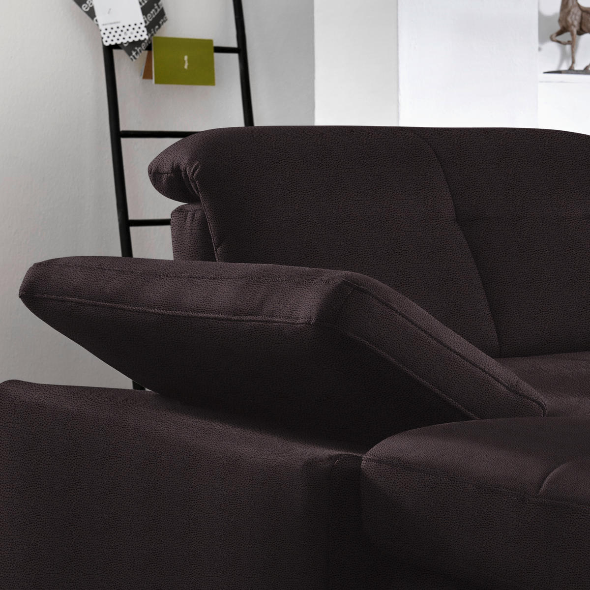 ECKSOFA  in Flachgewebe Schwarzbraun  309/195 cm  - Chromfarben/Schwarzbraun, Design, Textil (309/195cm) - Beldomo Style