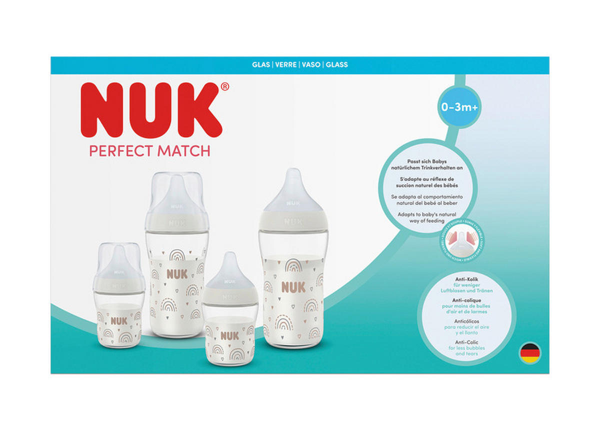 FLÄSCHCHENSET Perfect Match 5-teilig  - Beige, Basics, Glas (22,3/35,2/9,3cm) - NUK