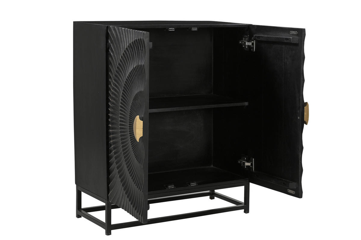 KOMMODE , ,  - Goldfarben/Schwarz, Design, Holz/Metall (75/35/90cm) - MID.YOU