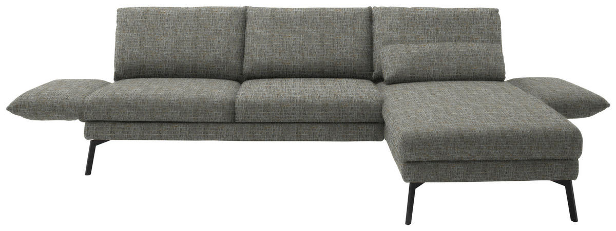 ECKSOFA in Flachgewebe Taupe  277/175 cm  - Taupe/Schwarz, Design, Textil/Metall (277/175cm) - Schöner Wohnen