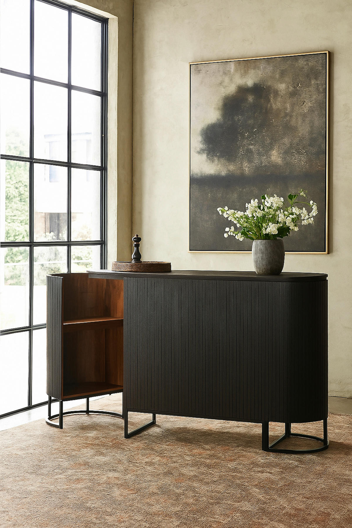 KONYHASZIGET 180/105/50 cm  - akáciaszínű/fekete, Design, fa/fém (180/105/50cm) - Livetastic
