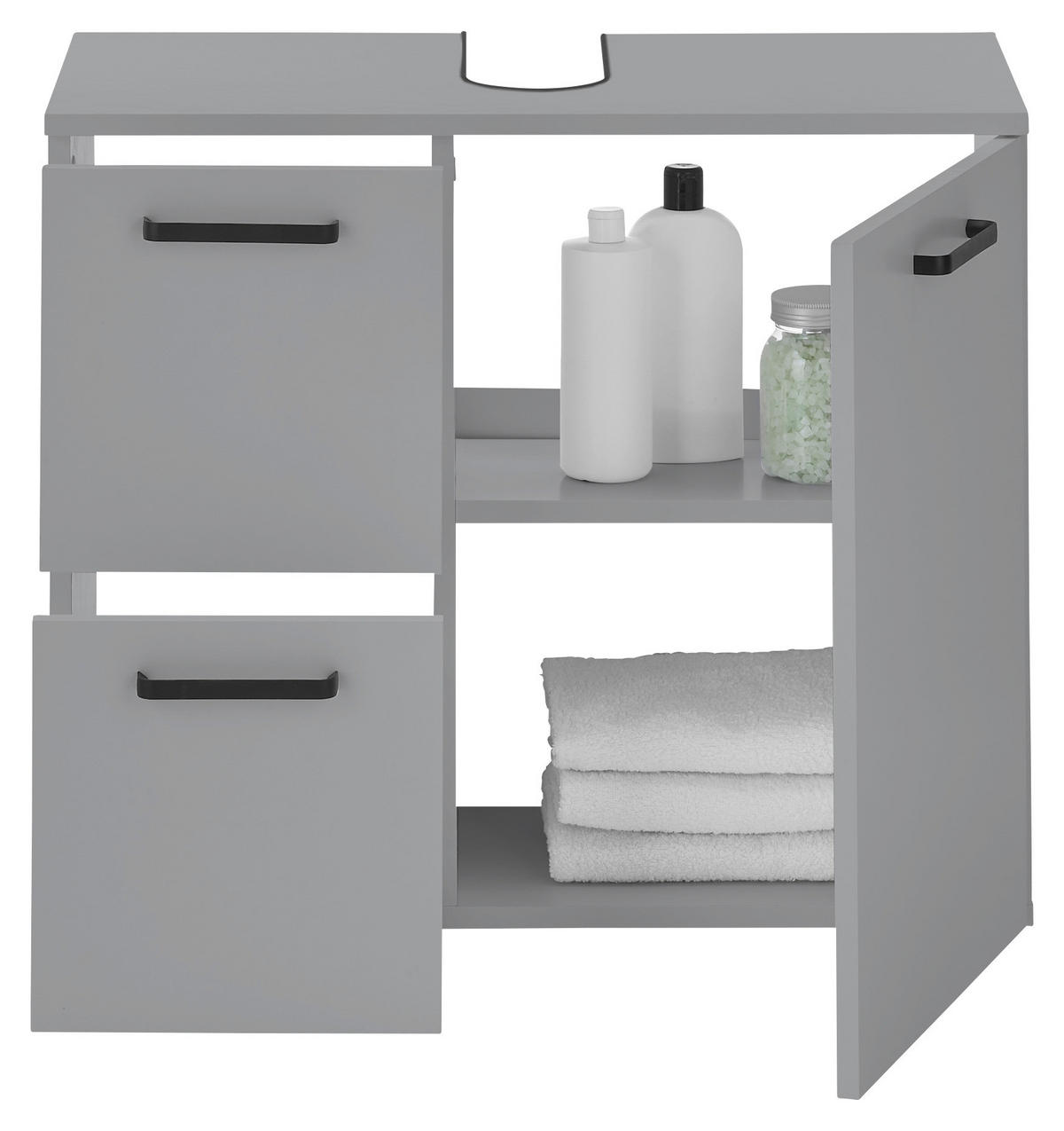 WASCHBECKENUNTERSCHRANK 70/60/35 cm  - Schwarz/Grau, MODERN, Holzwerkstoff/Kunststoff (70/60/35cm) - MID.YOU