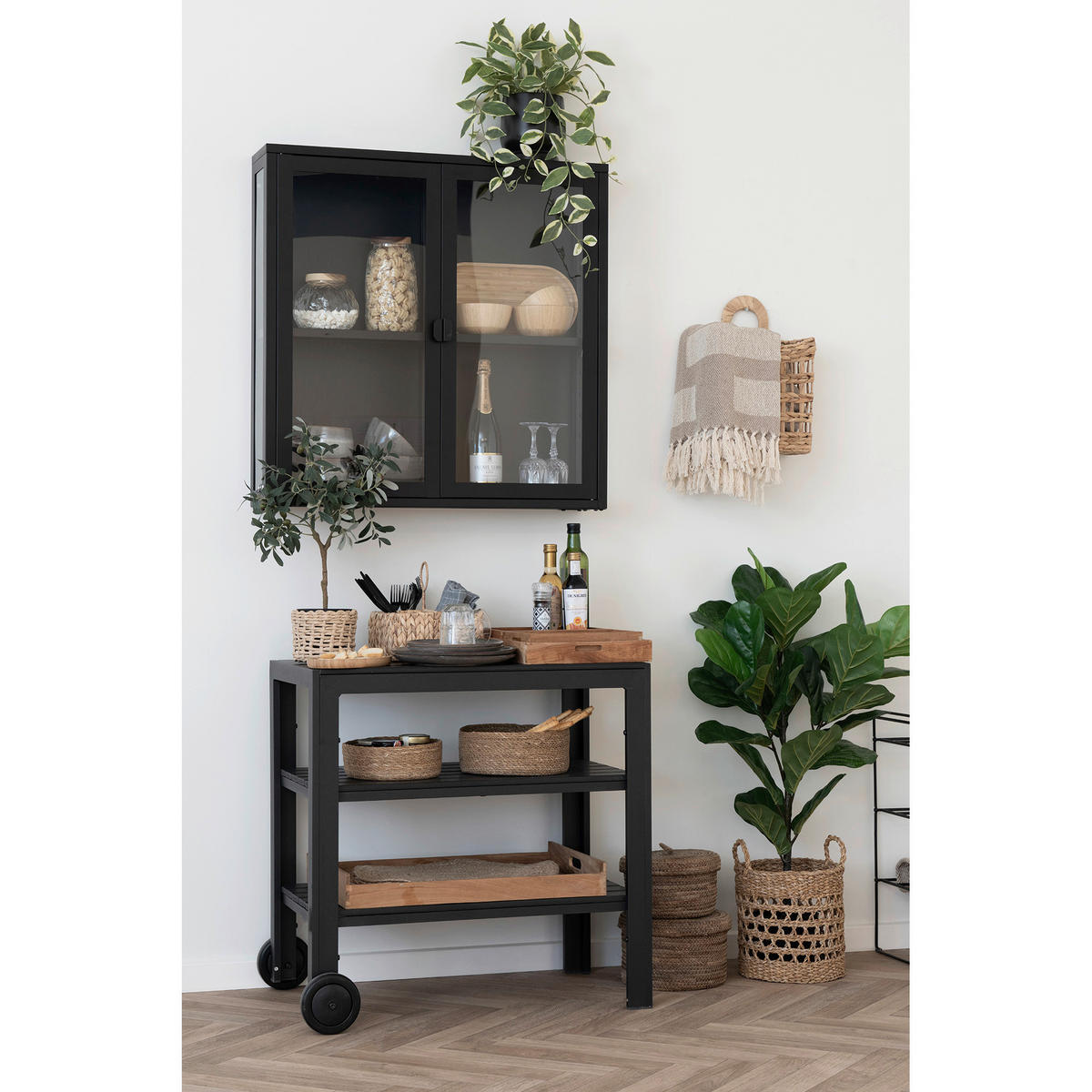 SERVERINGSBRICKA SET     - teakfärg, Design, trä (38/7/58cm)