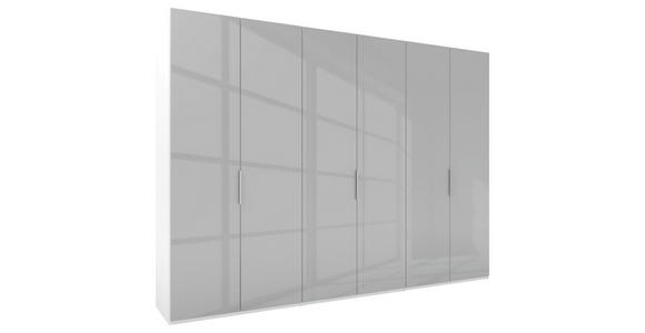 DREHTÜRENSCHRANK  in Grau, Weiß  - Alufarben/Weiß, KONVENTIONELL, Glas/Holzwerkstoff (300/223/62cm) - Novel