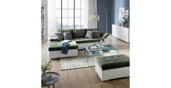 ECKSOFA  in Flachgewebe Weiß, Olivgrün  175/271 cm  - Weiß/Olivgrün, Design, Kunststoff/Textil (175/271cm) - Xora