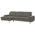 ECKSOFA in Webstoff Grau  - Schwarz/Grau, LIFESTYLE, Textil/Metall (180/310cm) - Valnatura