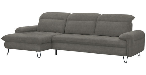 ECKSOFA in Webstoff Grau  - Schwarz/Grau, LIFESTYLE, Textil/Metall (180/310cm) - Valnatura