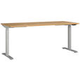 SCHREIBTISCH 180/80/72-118 cm  in Silberfarben, Eichefarben  - Eichefarben/Silberfarben, MODERN, Holzwerkstoff/Metall (180/80/72-118cm) - Novel