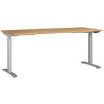 SCHREIBTISCH 180/80/72-118 cm  in Silberfarben, Eichefarben  - Eichefarben/Silberfarben, MODERN, Holzwerkstoff/Metall (180/80/72-118cm) - Novel