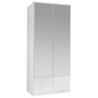 DREHTÜRENSCHRANK in Weiss  - Weiss/Alufarben, Konventionell, Glas/Holzwerkstoff (90/199/58cm) - MID.YOU