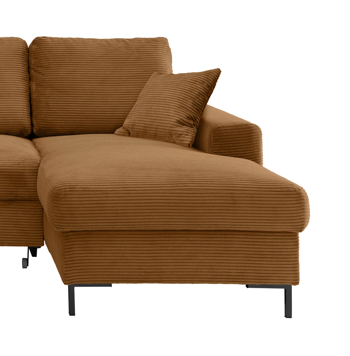 ECKSCHLAFSOFA in Cord Goldfarben  - Goldfarben/Schwarz, KONVENTIONELL, Textil/Metall (237/143cm) - Livetastic