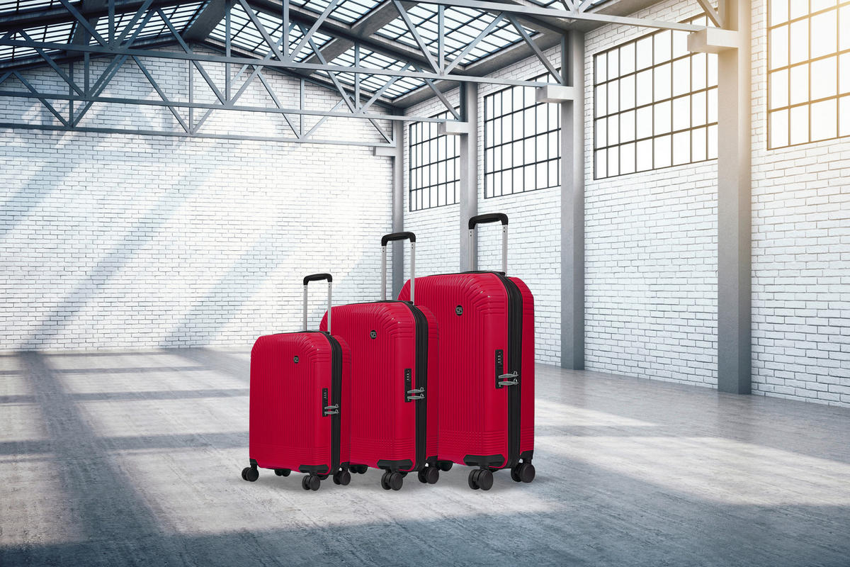 POTOVALNI KOVČEK - temno rdeča, Design, umetna masa (52,5/27,5/77cm)