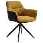 ARMLEHNSTUHL in Eisen Webstoff - Gelb/Anthrazit, Design, Textil/Metall (61.5/83.5/63cm) - Novel