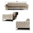 3-SITZER-SOFA Velours Beige  - Beige/Goldfarben, KONVENTIONELL, Textil/Metall (264/90/97cm) - Carryhome