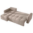 ECKSOFA Creme Flachgewebe Zierkissen, Rückenkissen, Bettkasten, Schlaffunktion, Rücken echt, Liegefläche im Originalstoff  - Creme/Schwarz, MODERN, Kunststoff/Textil (142/240cm) - Carryhome