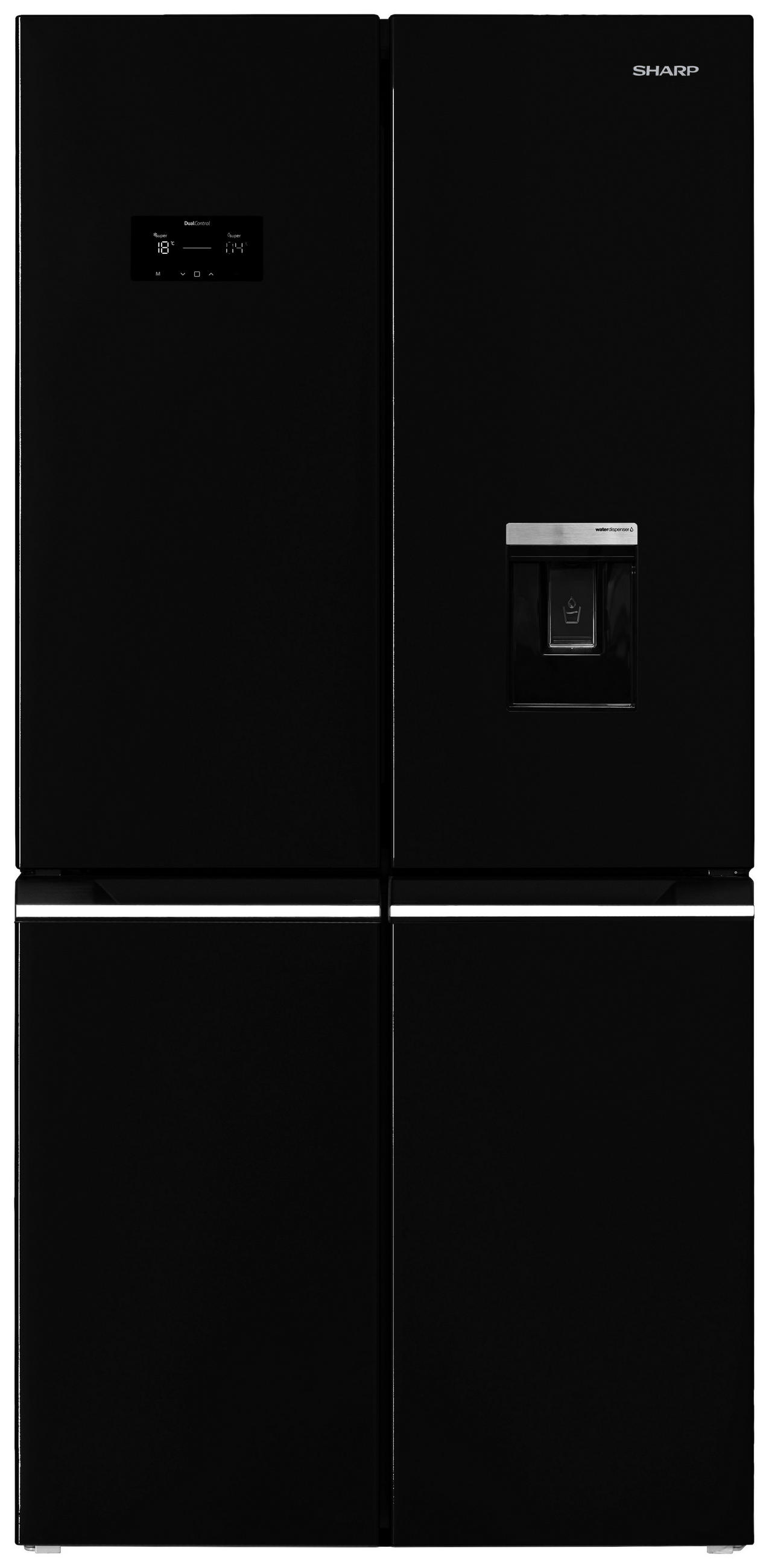 FRENCH-DOOR 84/179/69 cm SJ-NFA35IHDBD-EU  - Schwarz, Design, Glas/Kunststoff (84/179/69cm) - Sharp