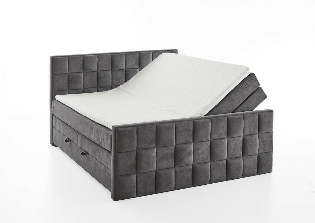 BOXSPRING KREVET     - siva/crna, Moderno, tekstil (165/230cm)