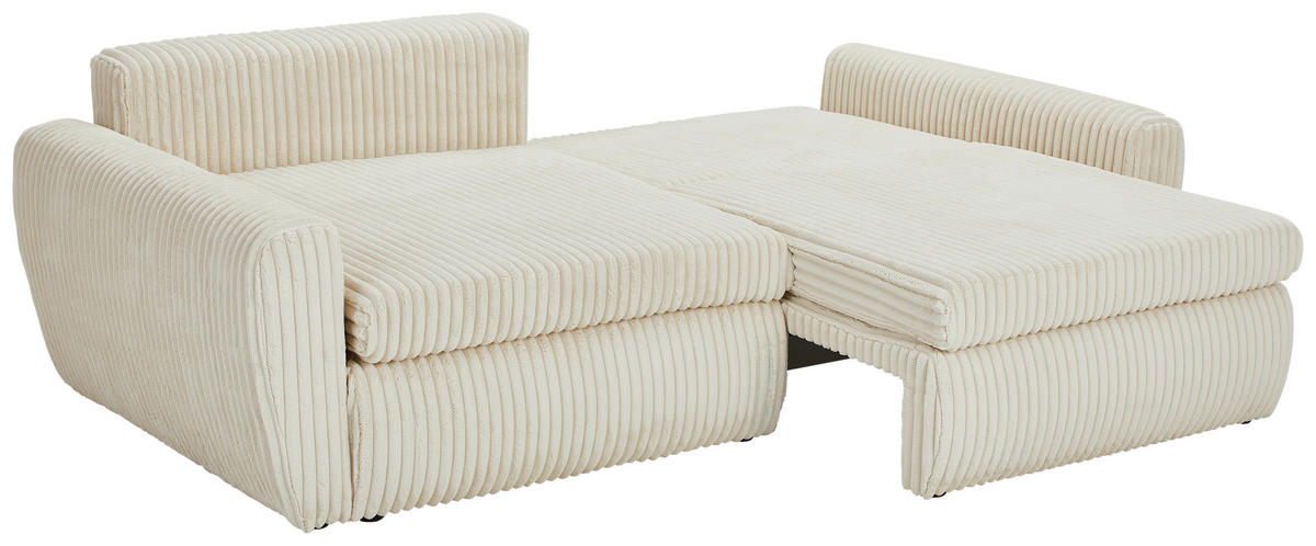 SCHLAFSOFA Cord, Plüsch Creme  - Creme/Schwarz, MODERN, Kunststoff/Textil (240/90/120cm) - Carryhome