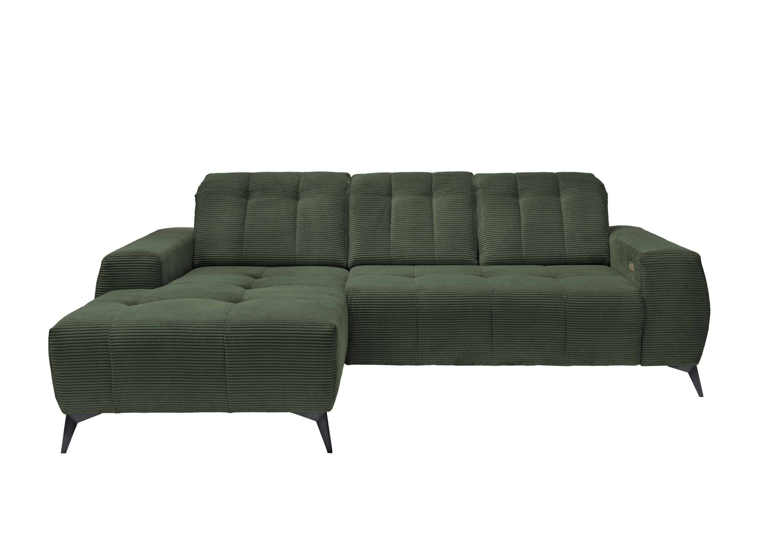 ECKSOFA in Cord Dunkelgrün  - Dunkelgrün/Schwarz, Modern, Textil/Metall (180/258cm) - Livetastic