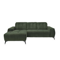 ECKSOFA in Cord Dunkelgrün  - Dunkelgrün/Schwarz, Modern, Textil/Metall (180/258cm) - Livetastic