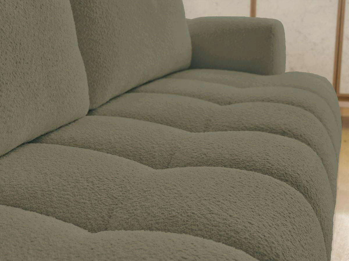 SCHLAFSOFA FUJI Bouclé Grün  inkl.  - Schwarz/Grün, MODERN, Kunststoff/Textil (251/113/88cm)