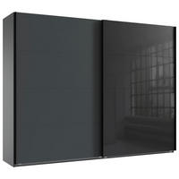 SCHWEBETÜRENSCHRANK in Graphitfarben, Schwarz  - Schwarz/Graphitfarben, Design, Glas/Holzwerkstoff (270/208/65cm) - Carryhome