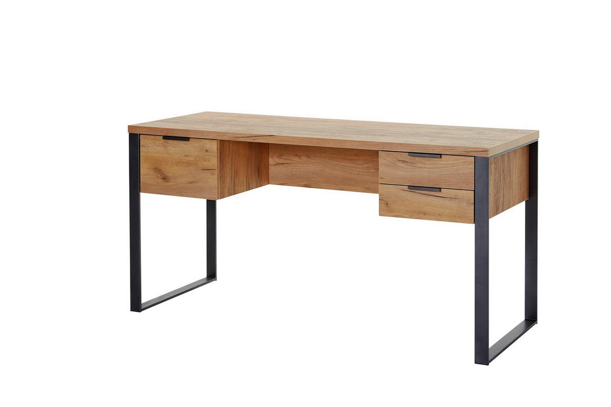 SCHREIBTISCH 152,4/60/76,2 cm  in Eichefarben  - Eichefarben/Anthrazit, LIFESTYLE, Holzwerkstoff/Metall (152,4/60/76,2cm)