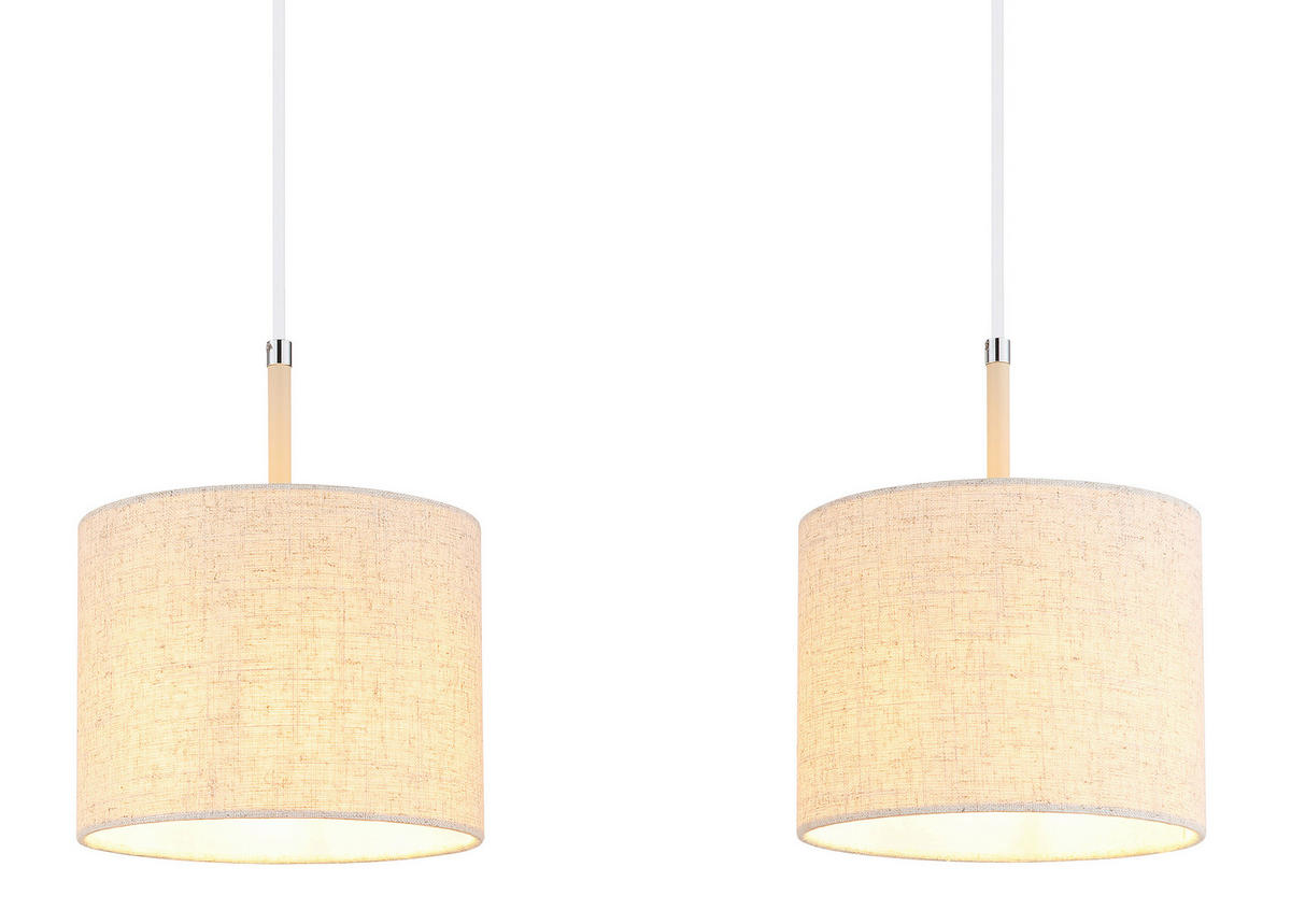 HÄNGELEUCHTE Deleon 90/20/120 cm  - Sandfarben/Chromfarben, Design, Kunststoff/Textil (90/20/120cm) - Globo
