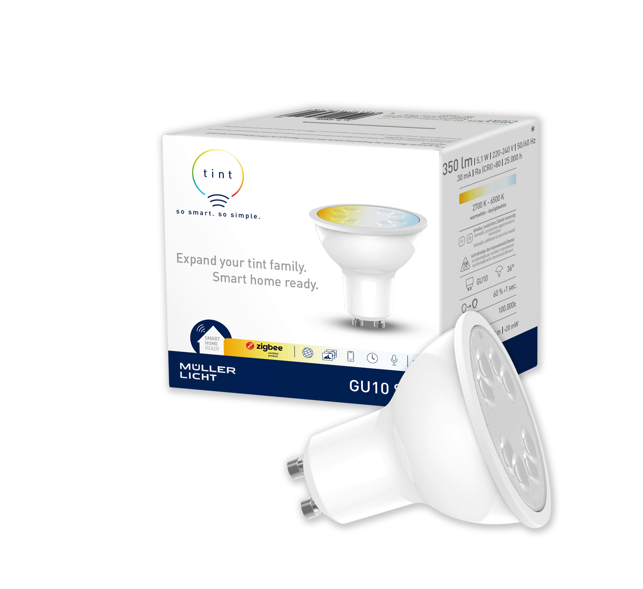 LED-LEUCHTMITTEL   GU10  - Klar/Weiß, Basics, Glas (5/5,4/5cm) - Tint