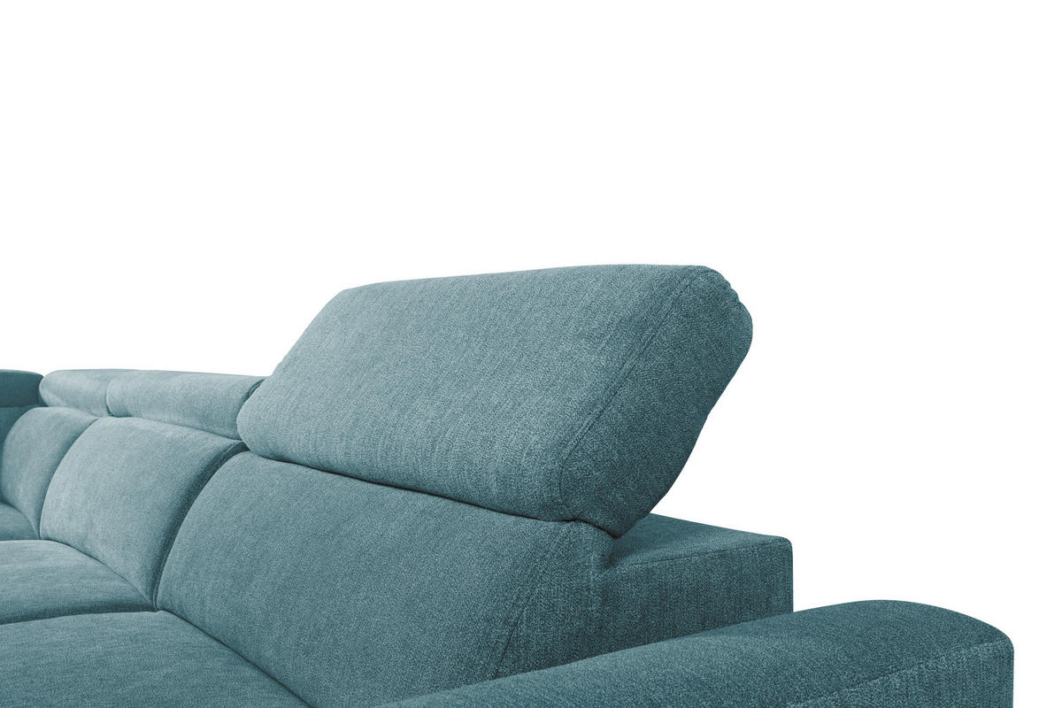 ECKSOFA in Velours Petrol  - Petrol/Schwarz, Konventionell, Textil/Metall (217/255cm) - MID.YOU
