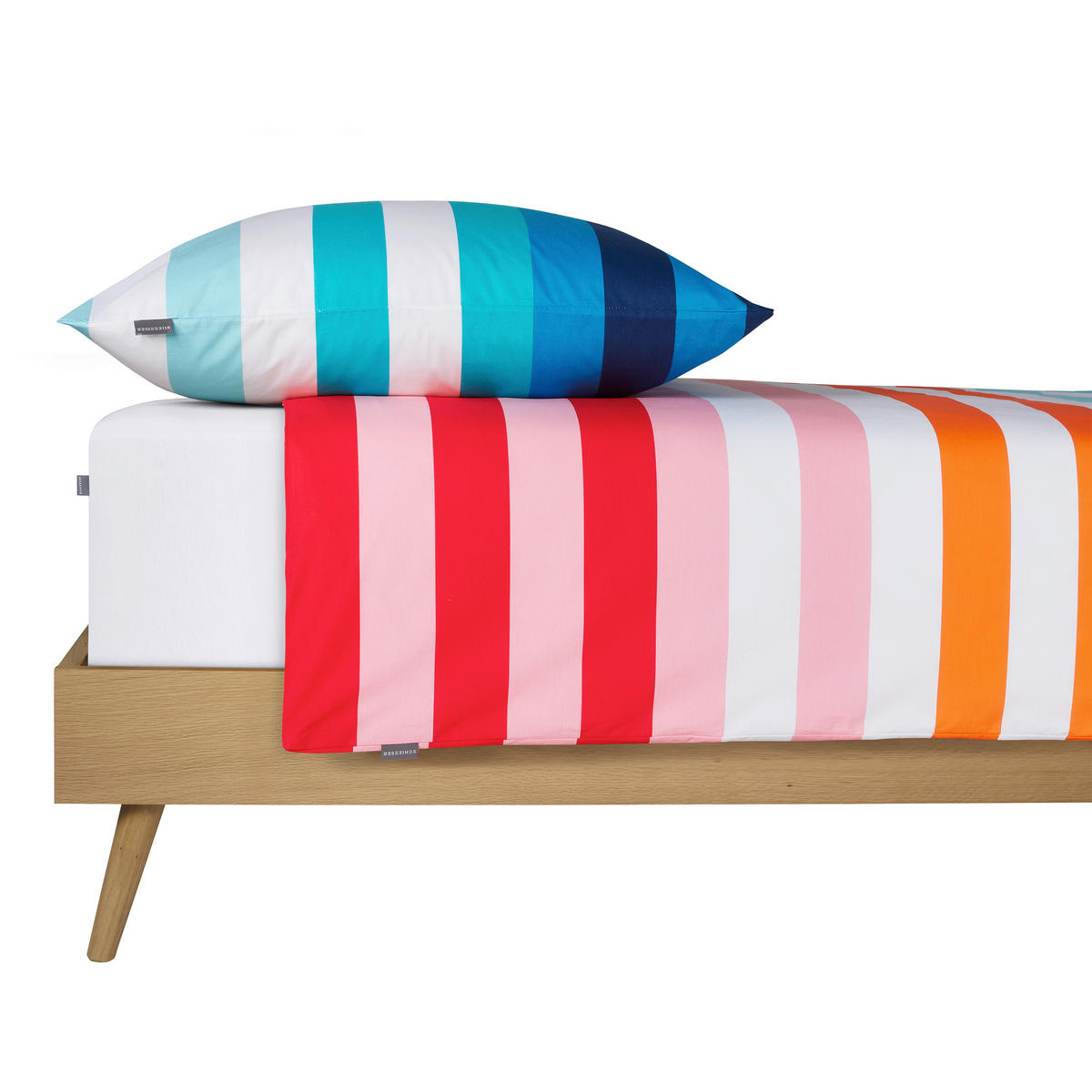 BETTWÄSCHE 2-teilig HAPPY STRIPE Renforcé 135/200 cm  - Türkis, Basics, Textil (135/200cm)