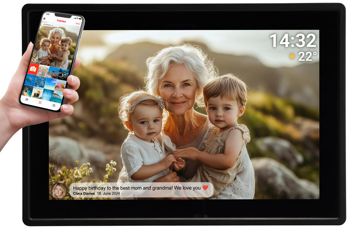 DIGITALER BILDERRAHMEN - Schwarz, Design, Kunststoff (26/18/1,7cm) - DENVER