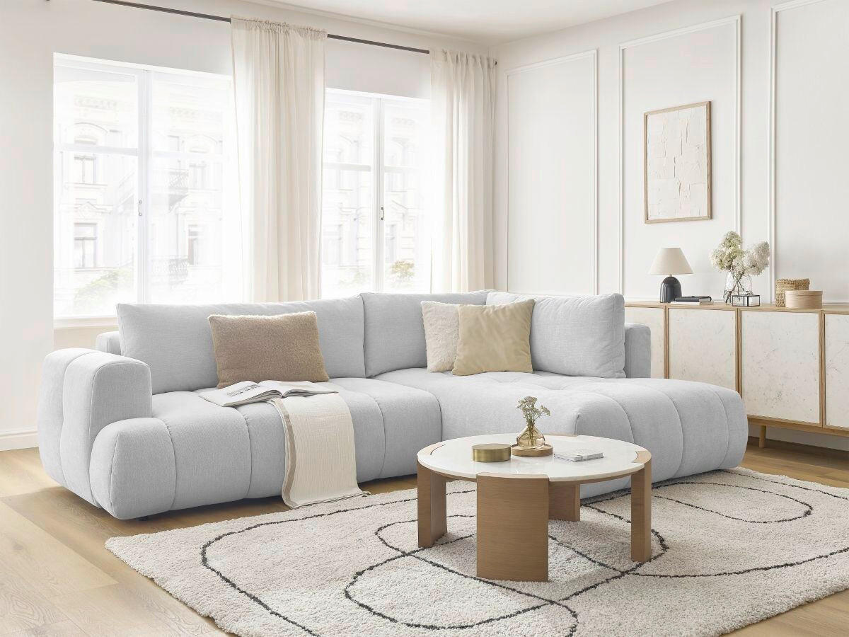 ECKSCHLAFSOFA FUJI Leinenoptik Hellgrau  inkl.  - Hellgrau/Schwarz, MODERN, Kunststoff/Textil (282/204cm)